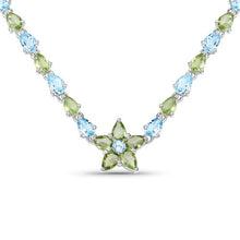 Load image into Gallery viewer, 29.48 Carat Genuine Blue Topaz and Peridot .925 Sterling Silver Necklace