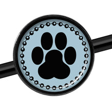 Load image into Gallery viewer, 14G Black on Blue Paw Print Black Industrial Barbell 37mm