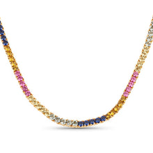 Load image into Gallery viewer, 11.65 Carat Created Multi Sapphire .925 Sterling Silver Necklace