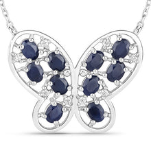 Load image into Gallery viewer, 2.16 Carat Genuine Blue Sapphire and White Zircon .925 Sterling Silver Necklace