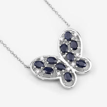 Load image into Gallery viewer, 2.16 Carat Genuine Blue Sapphire and White Zircon .925 Sterling Silver Necklace