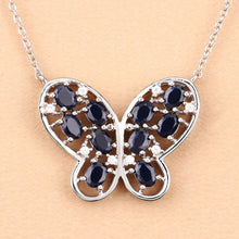 Load image into Gallery viewer, 2.16 Carat Genuine Blue Sapphire and White Zircon .925 Sterling Silver Necklace