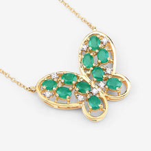 Load image into Gallery viewer, 1.56 Carat Genuine Emerald and White Zircon .925 Sterling Silver Necklace