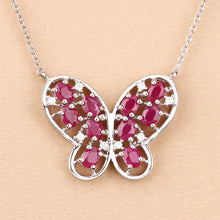 Load image into Gallery viewer, 2.36 Carat Genuine Ruby and White Zircon .925 Sterling Silver Necklace