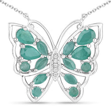 Load image into Gallery viewer, 2.60 Carat Genuine Emerald and White Zircon .925 Sterling Silver Necklace