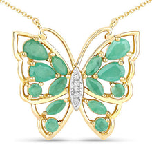 Load image into Gallery viewer, 2.60 Carat Genuine Emerald and White Zircon .925 Sterling Silver Necklace