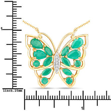 Load image into Gallery viewer, 2.60 Carat Genuine Emerald and White Zircon .925 Sterling Silver Necklace