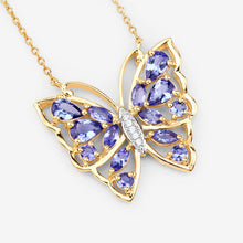 Load image into Gallery viewer, 2.76 Carat Genuine Tanzanite and White Zircon .925 Sterling Silver Necklace