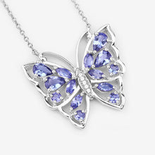 Load image into Gallery viewer, 2.76 Carat Genuine Tanzanite and White Zircon .925 Sterling Silver Necklace