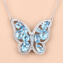 Load image into Gallery viewer, 5.54 Carat Genuine Swiss Blue Topaz .925 Sterling Silver Necklace