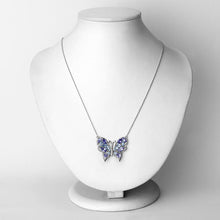Load image into Gallery viewer, 3.60 Carat Genuine Tanzanite and Swiss Blue Topaz .925 Sterling Silver Necklace