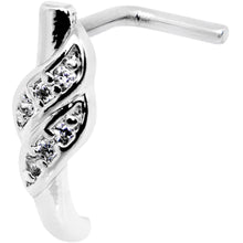 Load image into Gallery viewer, 20G Clear CZ Swish Faux Hoop L Shaped Nose Ring