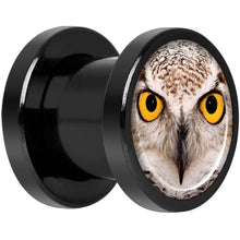 Load image into Gallery viewer, Full Color Owl Black Anodized Screw Fit Plug Set 0G