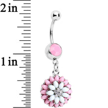 Load image into Gallery viewer, Clear Gem Pink White Orb Power of the Flower Dangle Belly Ring