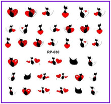 Load image into Gallery viewer, Nail Art Beauty Water Decal Slider Nail Stickers Animal Pet Claw Paw Foot Print Sweet Heart Black Cat Decorations Slider Nail Art Stickers Decals Nail Art Supplies Valentines Day 3D Self-Adhesive Nail Decorations Manicuring Nail Art Manicure Lips Nail