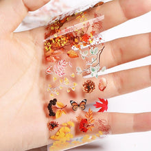 Load image into Gallery viewer, Nail Foils Fall Design Maple Leaves Flower Golden Nail Sliders Snake Leopard Decor Paper Nail Art Sticker Set Decals for Women Nail Decorations Accessories Metal Curve Stripe Lines Design Letter Nail Sticker Adhesive Decoration