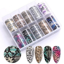 Load image into Gallery viewer, Nail Foils Fall Design Maple Leaves Flower Golden Nail Sliders Snake Leopard Decor Paper Nail Art Sticker Set Decals for Women Nail Decorations Accessories Metal Curve Stripe Lines Design Letter Nail Sticker Adhesive Decoration