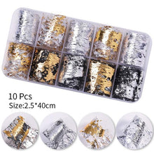 Load image into Gallery viewer, Nail Foils Fall Design Maple Leaves Flower Golden Nail Sliders Snake Leopard Decor Paper Nail Art Sticker Set Decals for Women Nail Decorations Accessories Metal Curve Stripe Lines Design Letter Nail Sticker Adhesive Decoration