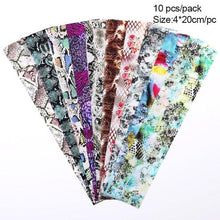 Load image into Gallery viewer, Nail Foils Fall Design Maple Leaves Flower Golden Nail Sliders Snake Leopard Decor Paper Nail Art Sticker Set Decals for Women Nail Decorations Accessories Metal Curve Stripe Lines Design Letter Nail Sticker Adhesive Decoration