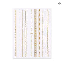 Load image into Gallery viewer, Nail Strip Stickers Black Gold Rose Gold Silver Metal Strip Tape Nail Art Adhesive Foil Tips Nail Sticker Decals Metallic Curve Strip Line Nail Decal Self-Adhesive 3D Wave Design Decoration for Women Girls Tape Nail Art Stickers Decal Decoration