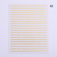 Load image into Gallery viewer, Nail Strip Stickers Black Gold Rose Gold Silver Metal Strip Tape Nail Art Adhesive Foil Tips Nail Sticker Decals Metallic Curve Strip Line Nail Decal Self-Adhesive 3D Wave Design Decoration for Women Girls Tape Nail Art Stickers Decal Decoration
