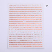 Load image into Gallery viewer, Nail Strip Stickers Black Gold Rose Gold Silver Metal Strip Tape Nail Art Adhesive Foil Tips Nail Sticker Decals Metallic Curve Strip Line Nail Decal Self-Adhesive 3D Wave Design Decoration for Women Girls Tape Nail Art Stickers Decal Decoration