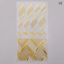 Load image into Gallery viewer, Nail Strip Stickers Black Gold Rose Gold Silver Metal Strip Tape Nail Art Adhesive Foil Tips Nail Sticker Decals Metallic Curve Strip Line Nail Decal Self-Adhesive 3D Wave Design Decoration for Women Girls Tape Nail Art Stickers Decal Decoration