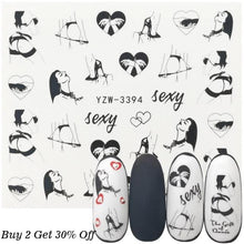 Load image into Gallery viewer, Nail Watermark Decals Sexy lips Middle finger Sexy girl Water Transfer Slider Russia Words Manicure Tattoos Sliders For Manicure Women Kids Girls Manicure Decoration Nail Art Supplies 3D Self-Adhesive Nail Decals Designer Nail Stickers for Acrylic Nails