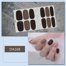 Load image into Gallery viewer, Nail Wraps Polish Decals Strips Golden Glitter 3D Adhesive Full Nail Art Stickers Manicure Kits Women Nail Decorations Accessories Metal Curve Stripe Lines Design Letter Nail Sticker Adhesive Decoration Template Nail Tool Decorations