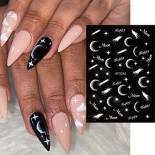 Load image into Gallery viewer, Nails Sticker Money Dollar Wealthy Rich Style Nail Art Stickers Decals Manicure Tip Decal Self Adhesive Acrylic Tips Tool Acrylic Engraved Nail Sticker Nail Art Decoration Self-Adhesive Nail Art Decoration French Black and White Lace Retro Flower