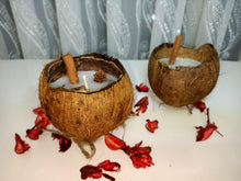 Load image into Gallery viewer, Natural Coconut Shell Decorative Scented Candle Wood Wicked Coconut Scented Candle Natural Coconut Shell Eco Friendly Ideal for Home and Beach Décor Aromatherapy Candle