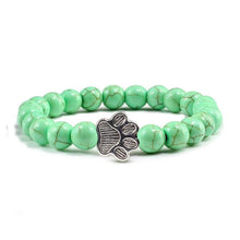 Load image into Gallery viewer, Natural Matte Black Lava Volcanic Stone Paw Print Charm Bracelet Pet Memorial Cat Dog Lovers Jewelry Bracelets For Women Men Stress Relief Yoga Bracelet Mood Bracelet Gifts For Women And Girls