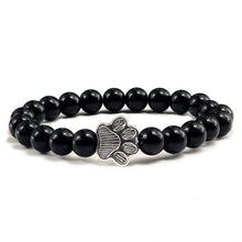 Load image into Gallery viewer, Natural Matte Black Lava Volcanic Stone Paw Print Charm Bracelet Pet Memorial Cat Dog Lovers Jewelry Bracelets For Women Men Stress Relief Yoga Bracelet Mood Bracelet Gifts For Women And Girls