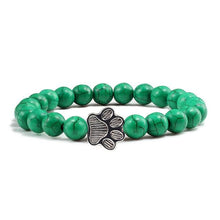 Load image into Gallery viewer, Natural Matte Black Lava Volcanic Stone Paw Print Charm Bracelet Pet Memorial Cat Dog Lovers Jewelry Bracelets For Women Men Stress Relief Yoga Bracelet Mood Bracelet Gifts For Women And Girls