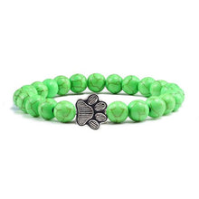 Load image into Gallery viewer, Natural Matte Black Lava Volcanic Stone Paw Print Charm Bracelet Pet Memorial Cat Dog Lovers Jewelry Bracelets For Women Men Stress Relief Yoga Bracelet Mood Bracelet Gifts For Women And Girls