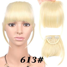 Load image into Gallery viewer, Natural Straight Synthetic Blunt Bangs High Temperature Fiber Brown Women Clip-In Flat Neat Bangs With Temples For Women One Piece Hairpiece