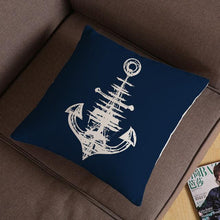 Load image into Gallery viewer, Navigation Navy Blue Nautical Shell Starfish Linen Pillow Cover Blue Anchor Navigation Anchor Sailboat Pillowcase Marine Cushion Cover Sofa Home Decorative Cushion Cover For Home