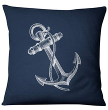 Load image into Gallery viewer, Navigation Navy Blue Nautical Shell Starfish Linen Pillow Cover Blue Anchor Navigation Anchor Sailboat Pillowcase Marine Cushion Cover Sofa Home Decorative Cushion Cover For Home
