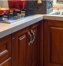 Load image into Gallery viewer, Navy Blue Ceramic Door Handles European Antique Furniture Handles Drawer Pulls Kitchen Cabinet Knobs And Handles Entry Door Handle With Door Lever For Right And Left Sided Doors