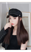 Load image into Gallery viewer, Navy Hat With Hair Long Straight Fake Hair Hat Wig Synthetic Hair Extensions Hat With Hair Natural Hairpiece Wigs For Black Women Cosplay Wigs For Women