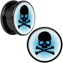 Load image into Gallery viewer, Blue Black Skull Black Anodized Screw Fit Plug Set 18mm