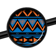 Load image into Gallery viewer, 14G Blue Orange Tribal Print Black Industrial Barbell 37mm