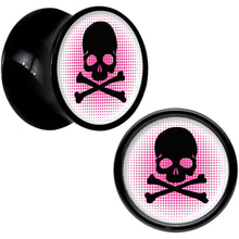 Load image into Gallery viewer, Black Acrylic Pink Black Skull Saddle Plug Set 00G