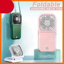Load image into Gallery viewer, Neck Hanging Fan Ventilator Foldable USB Adjustable Rechargeable Cooling Mute Power Bank Handheld Portable Desk Fan Portable Fan Portable Mini Fan USB Rechargeable with Power Bank Handheld Fan Desk Adjustable Fan Air Cooler Home Office Outdoor Travel