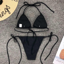 Load image into Gallery viewer, Neon Pink Bikini Women Swimwear Halter Swimsuit Female Two-Pieces Bikini Set Swimwear Halter String Triangle Bikini Sets Bather Bathing Suit Swim