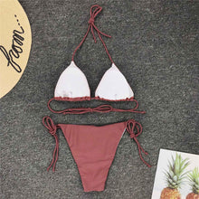 Load image into Gallery viewer, Neon Pink Bikini Women Swimwear Halter Swimsuit Female Two-Pieces Bikini Set Swimwear Halter String Triangle Bikini Sets Bather Bathing Suit Swim