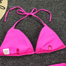 Load image into Gallery viewer, Neon Pink Bikini Women Swimwear Halter Swimsuit Female Two-Pieces Bikini Set Swimwear Halter String Triangle Bikini Sets Bather Bathing Suit Swim