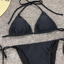 Load image into Gallery viewer, Neon Pink Bikini Women Swimwear Halter Swimsuit Female Two-Pieces Bikini Set Swimwear Halter String Triangle Bikini Sets Bather Bathing Suit Swim