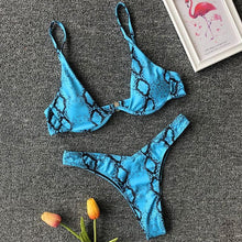 Load image into Gallery viewer, Neon V-bar Underwired Bikini Female Ribbed Swimsuit Women Swimwear Two-pieces Bikini set Push up Bathing Suit