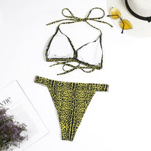 Load image into Gallery viewer, Neon Yellow Crop Top Swimwear Women Summer 3 Pieces Swimsuit Bikini Sets With Sheer Crop Top Cover Up Beachwear Mesh Long Sleeve Cover Ups Top Three Piece Swimsuit Bikini Set